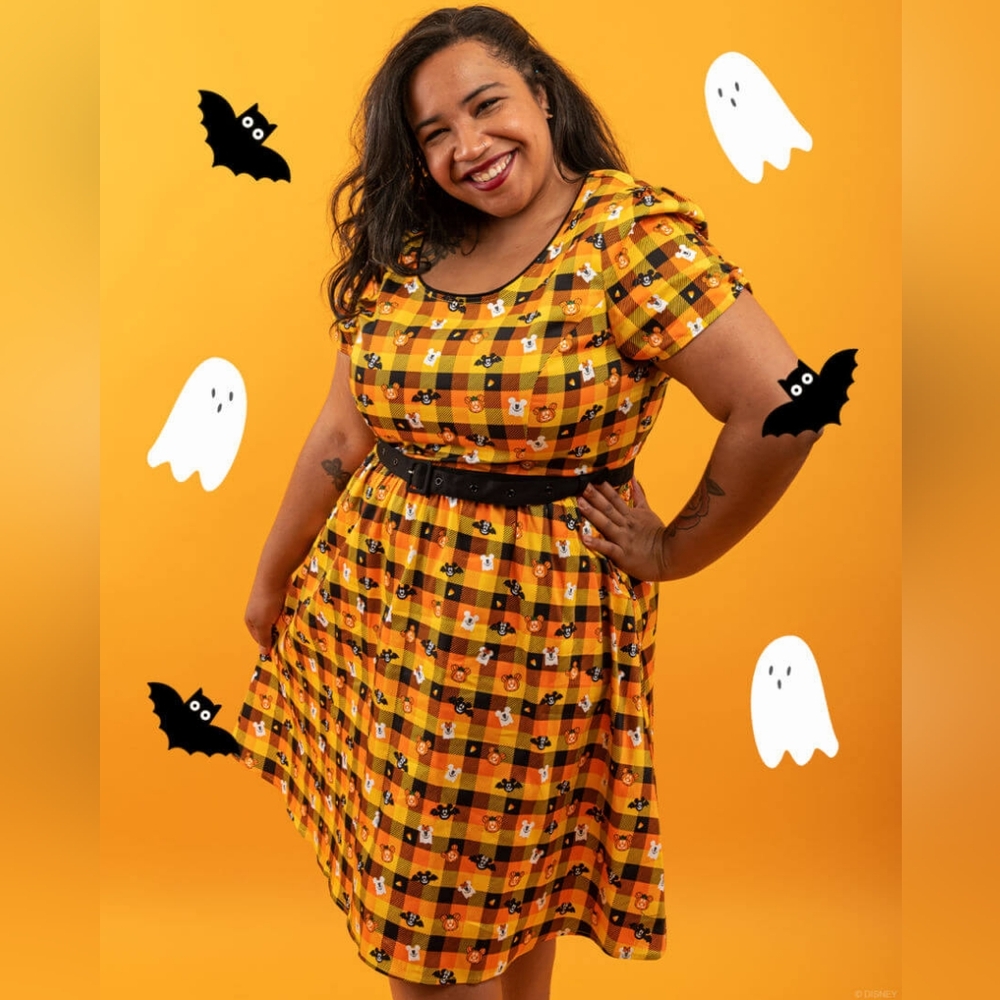 Disney Stitch Shoppe Minnie Mickey Spooky Gingham Dress Halloween